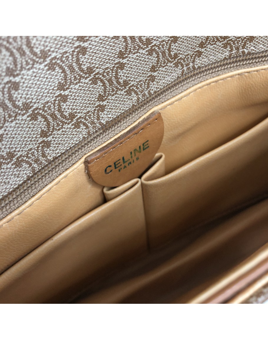 【CELINE】vintage celine beige monogram★ショルダー CELINE Vintage Beige Monogram 2 Way Shoulder Bag/Clutch